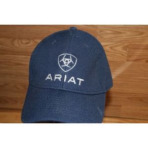 Ariat Mens Medium Large Fitted Blue White FlexFit Band Knit Baseball Hat Cap GUC